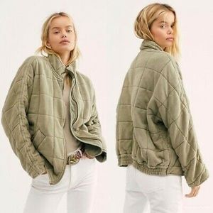 Free People quilted dolman green jacket sz L